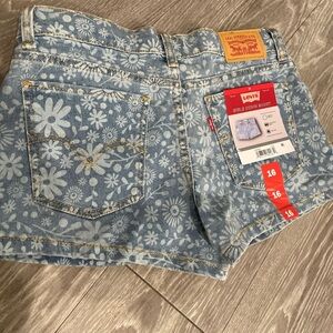 Levi's Blue Floral Pattern Jean Shorts